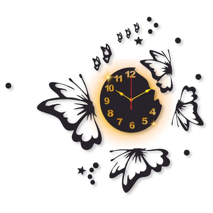 Butterfly Luminated Wall Clock With Backlight