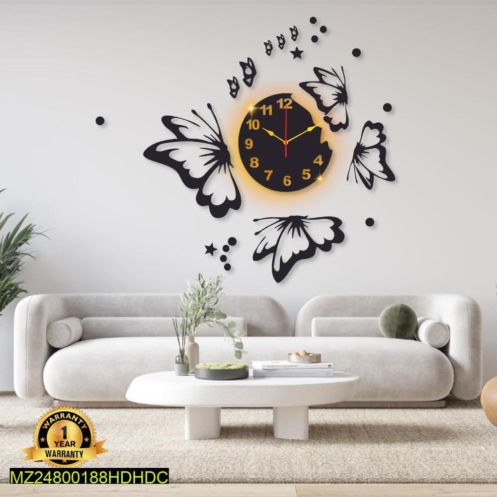 Butterfly Luminated Wall Clock With Backlight